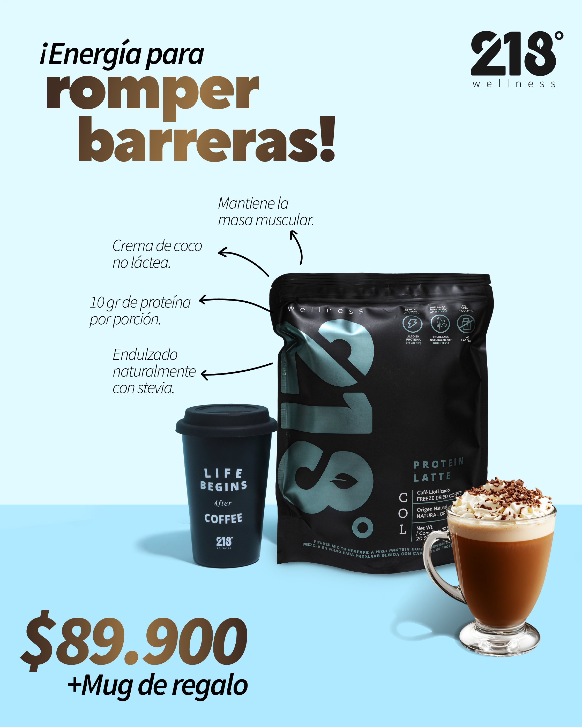 Bolsa Protein Latte + Mug